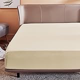 Bedsure Spannbettlaken 180x200cm Boxspringbett Topper - Polyester Mikrofasermaterial Bettlaken 180x200 cm für Matratzenhöhe bis 30 cm, Weiches Spannbetttuch Leintuch, Beige