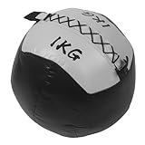 Gewichteter Wandball 2,2 Lb Soft PU Leder Fitness Gewicht Ball für Kernmuskeltraining Fitnessstudio Home Workout (schwarzes Silber)
