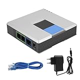 VoIP-Adapter, mit 2 Voice-Over-IP-Ports. Unterstützung des SIP V2-Protokolls. Inklusive Kabel für Breitband-Netzwerk-Router. Gewöhnliche Telefonapparate (EU-Stecker)