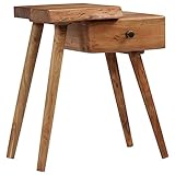 Ziaphsol Nachttisch aus massivem Akazienholz, 45x32x55 cm, mit Schublade für Schlafzimmer, Wohnzimmer, Beistelltisch, Nachtkonsole, Vintage-Design
