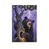 DHBANEIOK Schwarzer Bär Wandbild Leinwand Gemälde Wanddekoration Wandposter Kunstdruck Für Bauernhaus Schlafzimmer Wohnzimmer Dekor 24x36inch(60x90cm)