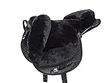 Engel Reitsport | FELLSA-R2-SCH | Hochwertiger Fellsattel | echtes Merino Lammfell | baumloses Bare-Back-pad | Gr. Englisch Farbe schwarz