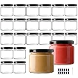 YBCPACK 24 Stück Marmeladengläser Klein mit Deckel 150ml, Einmachgläser mit Schraubdeckel, Luftdicht & Spülmaschinenfest - Kleine Schraubgläser mit Etiketten und Stift für Marmelade, Joghurt, Honig