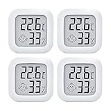 PNGOS Thermometer Innen Hygrometer Digital, Mini Thermo-Hygrometer Hhen Genauigkeit, 4 Stück Temperatur und Luftfeuchtigkeitsmesser Hydrometer Feuchtigkeit Digital für Babyraum,Wohnzimmer,Büro