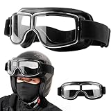 Mineup Motorradbrille, Helmbrille Retro, PU Leder Motorräder Brille, Motocross Brille Schutzbrille, Winddicht Fliegerbrille, Windproof Motorcycle Goggles, Sonnenbrillen Radbrille für ATV Bike