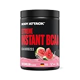 Body attack Extreme Instant BCAA - 500 g - Watermelon - Made in Germany - Gut lösliches, veganes BCAA Pulver im Verhältnis 2:1:1 - Zuckerfreie Aminosäuren für intensives Training - Mit L-Leucin