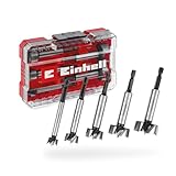 Original Einhell M-CASE 5-tlg. Forstnerbohrer-Set (aus C65 Stahl, E 6.3 Schaft, Querschneide, Zentrierspitze, konische Kopfform, 4-seitig geschlossene Vorschneide inkl. Aufbewahrungsbox)