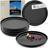SÄNGER Madeira | Dessertteller 6 teilig, Steingut Teller Set 6 Personen, Kuchenteller kleine Teller spülmaschinenfest mikrowellenfest multifunktional, Steingut Geschirr schwarz matt | VALUE COLLECTION