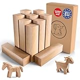Eli® Schnitzholz Linde - 10er Pack Holzblock - welches Lindenholz zum Schnitzen oder drechseln - Schnitzvorlage - Schnitzset Holz Rohlinge - Kantholz - Holz für Erwachsene und Kinder - Bastelset