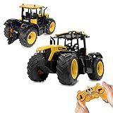 JAMARA Fastrac Traktor 1:16 2,4GHz – Motorsound (abschaltbar), Rückfahrwarnsound, Hupe, 2 Radantrieb, profilierte Gummireifen, LED Licht, Blinker, Auto-Standby und Demo-Modus, 405300, Gelb