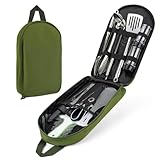 onlyfire 16-Teiliges Camping Kitchen Utensils, Camping-Kochutensilien-Set mit Aufbewahrungstasche, Outdoor Camping-Essentials für Camping, Reisen, Picknick