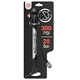 Optio Cycle Hochdruck-Dämpferpumpe mit Manometer Hochdruckpumpe max 300 PSI / 20 Bar Pumpe mit Druckanzeige Gabelpumpe für Schraderventil / Autoventil (AV) Federgabel Heckfederung Dämpferpumpe