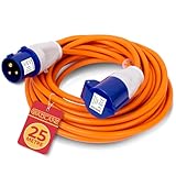 GADLANE CEE Verlängerungskabel 25m - Robustes Wohnwagen Kabel, 16 Ampere 240V Campingkabel - Gut Sichtbares Orangefarbenes - Camping Stromkabel Ideal für Wohnmobil (25 Meter)