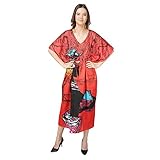 spurbayfashions African Kaftan Casual Kleider - Caftans für Frauen Lang Kimono & Maxi Style Loungewear & Sommerkleid Beachwear Nachtkleidung Freie Größe Gr. 44-50, rot