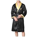 XBlave Morgenmantel Herren Satin Kimono Robe Lang Leichter Bademantel für Männer Bademäntel Lang, Nachtwäsche Aesthetic Negligee locker Schlafanzug