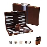 Backgammon Holz,15zoll-Klappbares Backgammon-Set Aus Natürlichem Walnussholz, Klassisches Reise-Backgammon-Spiel Für Zwei Personen, Inklusive 30 Spielsteinen, 5 Würfeln Und 2 Würfelbechern