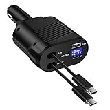 4 in 1 Zigarettenanzünder USB C, 12V Einziehbares Auto Handy Ladegerät Schnellladegerät KFZ Adapter mit Typ C Ladekabel für iPhone 17 16 15 Samsung Galaxy S25 S24 Ultra S23 A15 A16 A17 A36 A55 A56 5G