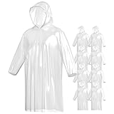 Vaily Einweg-Regenponchos 8er Pack Regenschutz - Transparentes Regencape mit Kapuze, ideal für Festival, Karneval, Camping und Fahrradfahren - Einheitspassform