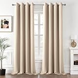 MIULEE Vorhänge Beige Blickdicht mit Ösen, Schöner Weicher Verdunklungsvorhänge zum Verdunkeln von Räumen, 2er Set Gardinen Abdunkelnd Schlafzimmer Wohnzimmer Thermovorhang Kälteschutz 140X260 cm