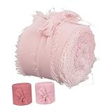 TOVINANNA 3 Rollen Chiffonband mit lockerem Rand geschenkverpackung geschenkband Schleifenband Breitrand Chiffon Seidenband Partydekoration Fransen-Chiffon-Seidenband Stoffband Satinband