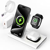 4 in 1 Ladestation für iPhone und Apple Watch, funktioniert mit iPhone 15 14 13 12 Pro Max Plus und Watch 9 Ultra 8 7 6 SE 5 iWatch, faltbares Reise-Induktionsladegerät