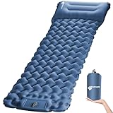 Realtopdo Camping Isomatte Selbstaufblasend, Ultraleicht Isomatte, Aufblasbare Isomatte, Luftmatratze Camping Matratze mit Fußpumpe und Kissen, Kleines Packmass Campingmatte für Outdoor (Blue)
