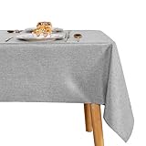 JIUZHEN Tischdecke Outdoor Tischdecke Abwaschbar Gartentischdecke Eckig Wetterfest Garten Tischdecken für Draußen,Hellgrau,135X200 cm