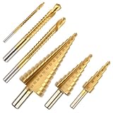 MXTIMWAN HSS 6 tlg Stufenbohrer Set,Kegelbohrer Metall,Schälbohrersatz set,Spiralbohrer,Konusbohrer Ø 4-32mm,4-20mm,4-12mm Für DIY-Kunststoff, Holz, Metall, Aluminium, Eisen