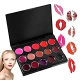 Lippenstift Palette Set - Wasserdichte Lipgloss Make-up 15 Farben Weiche Glatt Lippenstift Palette Lang anhaltend Weich Glatt Lippenstift Palette Lang anhaltend