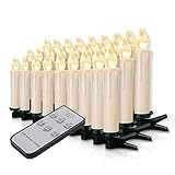Forever Speed 20-60er Weinachten LED Kerzen Weihnachtsbeleuchtung Lichterkette Kerzen kabellos Weihnachtskerzen Weihnachtsbaum Kerzen mit Fernbedienung kabellos Baumkerzen(milchweisse Hülle, 20er)