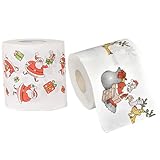 Toilettenpapier Masse, Weihnachtstoilettenpapier 2 Rollen Santa Claus bedruckte Weihnachtsbrötchen lustige Frohe Weihnachten Masse für Badezimmer Dekor Strumpf Stuffers Party Gefälligkeiten