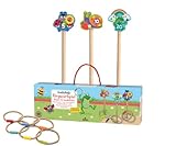 moses. Krabbelkäfer Ringwurfspiel Rasen & Sandstecker, Wurfspiel für draußen mit 3 Holzsteckern und 6 Wurfringen, Geschicklichkeitsspiel im süßen Look, Outdoor-Spiel für Kinder ab 3 Jahren