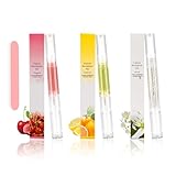 Nagelhautölstift,3 STÜCKE Ernährungsölstift mit Nagelfeile,Nagelhautöl für Nägel mit natürlichen Inhaltsstoffen,Nagelöl-Nagelhaut zur Reparatur von rissigen und trockenen Nägeln