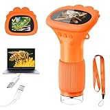 Acoath Mikroskop für Kinder, Digitales Mikroskop mit 2,0' IPS-Bildschirm Lupe 200x Vergrößerung, 8 LED Lights Handy Microscope USB Taschenmikroskop das Weihnachten - Orange