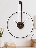Wanduhr groß XXL Metall und Holz - Wanduhr mit modernem Design, leise, speziell für Zuhause, Wohnzimmer, Küche und Schlafzimmer