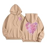 Generisch Modische und interessante Bedruckte Hoodies für Damen, Bedruckte Sweatshirts, Hoodies, lässige, lockere Oberteile, Sweatshirts Pullis Kinder (Khaki, S)