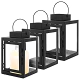 YAYODS 3 Stück Laternen für Draußen 17cm - Garten Laterne Schwarz - Windlicht Outdoor Laterne Wetterfest - Gartenlaterne Deko Laterne Dekoration für Wohnzimmer, Balkon & Garten
