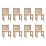LAPOOH Gartenstühle 8 STK. mit Kissen, Gartenmöbel, Balkonstühle, Chair Outdoor, Essstühle, Hochlehner, Balkonmöbel, Bistrostuhl, Garten Stühle, Armlehnenstuhl, Massivholz Teak