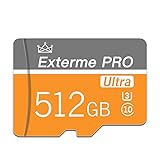 Micro-SD-Karte, 512 GB, Speicherkarte mit Adapter (Klasse 10 High Speed) für Kamera, Smartphones, Computerspielkonsole, Dashcam, Camcorder, Überwachung