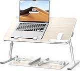 Tisch, laptoptisch, SAIJI Laptop Ständer,Frühstückstablett, 5 Höhen, 4 Winkel, Stabiler Klapptisch für Bett Sofa Schreibtisch, bis zu 17'' Laptop (60 * 33cm Teak)