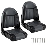 GYMAX Bootssitz 2 Stück mit hoher Rückenlehne im Doppelpack, faltbarer Kabinensitz mit robuster Rückenstütze und verstärkten Nähten, gepolstertem Kissen und ergonomisch gebogenem Design, Schwarz