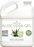 Organic Aloe Vera Gel Bulk - Half Gallon - for Face, Skin, Hair & Sunburn Relief - by KinRose Care - From 100 Percent Pure Aloe Vera - Cold Pressed, Vegan, Unscented - Made in USA (64 Fl Oz)