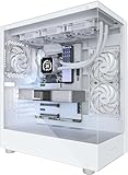 MUSETEX PC Gehäuse ATX 3 Non-LED Lüfter vorinstalliert, Typ-C Mid-Tower Computergehäuse mit Vollsicht-Doppelglas, Gaming PC Gehäuse,Weiß(K2)