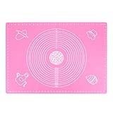 Backmatte Silikon Backmatte Backunterlage Silikon Baking Mat 50 x 40 cm Antihafte Silikonmatte Backen Rutschfeste Silikon Teigmatte Silikonbackmatte Backmatten für Fondant Gebäck Pizza Matte Rosa