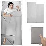 Hüttenschlafsack Ultraleicht,Sommerschlafsack,Schlafsack Ultraleicht Kleines Packmaß [220 x 90 cm], Outdoro Grau Sommer Reiseschlafsack,Hüttenschlafsäcke & Inletts