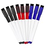 SEWACC 9 Stück Trockenlöschstifte Schwarzer Radiergummi Schwarze Whiteboard Stifte Weiße Markierungsetiketten Tafeln Radiergummis Für Löschbare Marker Whiteboard Stifte
