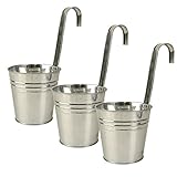 K7plus 3er Set Hängetöpfe Zink Balkon Blumentopf hängend Balkontopf Pflanztopf zum hängen aus Metall in verschiedenen Sommerfarben (3 x Silber)