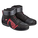 CURVE Rubi Motorradstiefel Schwarz/Rot,Herren und Damen,Mikrofaser,urbane Verwendung,Verstärkung der Gangschaltung, rote Details, Schnürsenkel, rutschfeste Sohle, CE, 40 EU