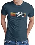 OM3® Retro Bicycle T-Shirt | Herren | Cycling Cyclist Biking Fahrrad Radfahrer | Denim, L