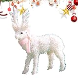 Weihnachtsdeer – 17 x 12 cm glitzernde Rentier-Skulptur, Urlaubsfigur, saisonale Dekoration für den Innenbereich | festliche Figur für den Urlaub Veranda von ca